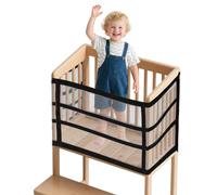 Lyreh Toddler Standing Tower Safety Net, Polyester Dense Mesh 4-Sided Protection Toddler Standing Tower Safety Net Practical Learning for Kitchen Bedroom Dining Room (Black)