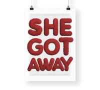 Lyric-Inspired She Got Away Red Hair Textured Art Print | Bold Typography Music Poster | Modern Wall Art | Home Decor