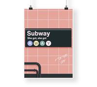 Lyric-Inspired She Got Away Subway Station Art Print | Modern Music Poster with Bold Typography | Urban Wall Art | Pink Home Decor