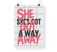 Lyric-Inspired She Got Away Tile Wall Art Print | Bold Typography Music Poster with Pink Graffiti-Style Text | Urban Wall Art | Home Decor