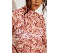 Lyric Sheer Lace Long Sleeve Turtleneck Top at Free People in Pink Combo, Size: XS - female
