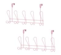 Lyrical Set of 2 Over Door Bathroom Robe Hooks Showerdrape Pink One Size