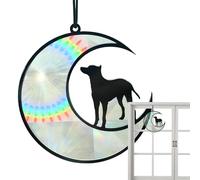Lyricalist Acrylic Dog Ornament | Acrylic Moon Shape Decoration | Dog Memorial Sun Catcher, Sun Catchers Indoor, Dog Stands The Moon For Dog Lover