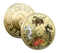 Lyricalist Feng Shui Coin, Tai Chi Coin of the Four Great Divine Beasts - Ancient I Ching Coin, Lottery Ticket Scraping Tool, Commemorative Coin for Scratching Balls