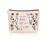 Lyricalsbag Floral Makeup Bag Inspirational Cosmetic Bag Friendship Gifts Colorful Flowers Aesthetic Zipper Makeup Pouch