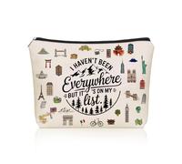 Lyricalsbag World Travel Gift Makup Bag I Haven't Been Everywhere But It's On My List Cosmetic Bag for Travelers Women