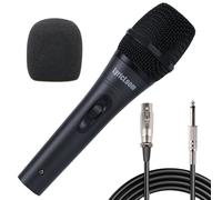 LyricLoom Handheld Dynamic Wired Microphone, Metal 16.4ft XLR Cable with Switch Vocal Corded Microphone for Karaoke,sinhing and Speaker, Black Color