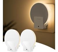 Lyridz Backlit Night Light Plug in Wall with Dusk-to-Dawn Sensor, 2 Pack Dimmable Night Lights Warm White 2700k, Plug in Wall Light 1-50lm for Hallway, Bathroom, Stairs, Bedroom, Kids