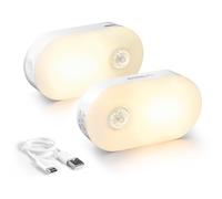 Lyridz Motion Sensor Night Light, Mini USB Rechargeable LED Night Light Kids, Stick on Anywhere Warm White Dimming Lighting for Corridor,Staircase,Bedroom,Children's Room,2 Pack