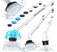 LyriFine Electric Cleaning Brush, Upgraded Full-Body IPX7 Waterproof Electric Spin Scrubber UK, 7 Heads, Long Handle & Dual Speed Electric Brush for Cleaning, Shower Cleaner for Bathroom Floor Tile