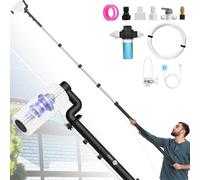 LyriFine Electric Solar Panel Cleaning Brush and Pole Kit, 20Ft Extendable Washing Kit with Water Fed Pole, 2 Speed & Soap Dispenser, Outdoor Window Cleaning Tool for Solar Panel, Window, Roof, RV