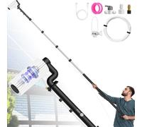 LyriFine Electric Solar Panel Cleaning Kit, 6 Meter Water-fed Extendable Window Cleaning Pole with 5-stage Telescoping Pole, 2-speed Window Cleaning Brush for Conservatory Roof, Window, PV System