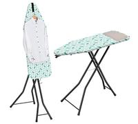 LyriFine Ironing Board, 2-in-1 Flat and Hanging Board, Sturdy Steel Frame Iron Board with Non-Slip Feet, Heat Resistant Cover Iron Board with Iron Rest, Ironing Board Full Size & Hook, 14″ x 43″ Green
