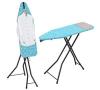 LyriFine Ironing Board, 2-in-1 Flat and Hanging Board, Sturdy Steel Frame Iron Board with Non-Slip Feet, Heat Resistant Cover Iron Board with Iron Rest, Ironing Board Full Size & Hook, 14″ x 43″ Blue