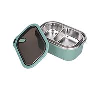 lyrlody 1.2L Stainless Steel Box, Double Layer Leakproof Food Container with Detachable Trays and Silicone Seal for Office School Picnic Camping (1.2L-Double Layer-Green)