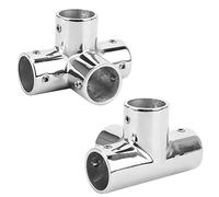 lyrlody 25mm Hand Rail Fitting 316 Stainless Steel 4 Way Round Base, Polished Hand Rail Fitting Round Base for Boat Railing Marine Deck Stair Hardware