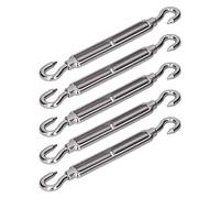 lyrlody 304 Stainless Steel Hook and Hook Turnbuckle Wire Rope Tension with Open Hooks Adjustable Elastic Effect for Fixing Steel Wire Ropes (M4)