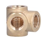 lyrlody 4 Way Side Outlet Tee Brass Four Way Iron Pipe Fitting G1 4 Female Thread Deep Spiral Threads Anticorrosion Processed for Pipe Connections in Plumbing Air Water Lines