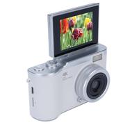 lyrlody 48MP Digital Camera, 1080P Vlogging Camera with 18X Digital Zoom and 2.4 Inch Flip Screen for Photography and Video (White)