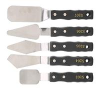 lyrlody 5 Piece Stainless Steel Palette Knife Set, Black Handle Painting Spatula Artist Paint with Different Shapes, Great for Mixing, Spreading, Gesso, Paint, and More
