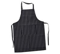 lyrlody Adjustable Kitchen Cooking Apron with Front Pockets and Striped Design for Chefs Bakers Baristas Bartenders (Black White Stripe)