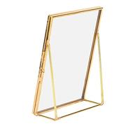 lyrlody Brass Retro Glass Picture Frame, Glass, Display Vertical 4x6 or 5x7 Photos, Ideal for Desktop Shelf Decor ((Place an order for 15.2x20.3cm) (5 * 7inch)