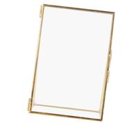 lyrlody Brass Retro Glass Picture Frame, Glass, Display Vertical 4x6 or 5x7 Photos, Ideal for Desktop Shelf Decor ((Place an order for 10.2x15.3cm) (4 * 6inch)