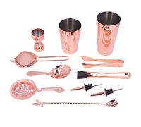 lyrlody Cocktail Shaker Set 11PCS 304 Stainless Steel Cocktail Mixer Kit with Strainer Jigger Bar Spoon and Tongs for Home Bar Parties KTV Hotel Bartenders (Rose Gold)