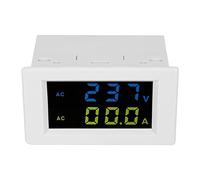 lyrlody Digital Display Voltmeter LCD Digital Ammeter 80 to 500V 0 to 100A ABS Dual Display Black White for Distribution Boxes Voltage Regulators Teaching Aids Household Panels (Dual white