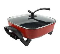 lyrlody Electric Skillet Grill, Electric Frying Pan Multifunctional Electric Hot Pot with Lid Thick Pot Body Non-stick Coating Anti-scalding Handle for 2-5 People Home Cooking BBQ(UK Plug 220V)