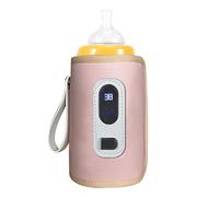 lyrlody Feeding Bottle Heater, Light Temperature Adjustable Baby Bottle Warmer Accurate Heating LCD Display Fast with USB Data Cable for Plane Car (Pink)