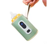 lyrlody Feeding Bottle Heater, Light Temperature Adjustable Baby Bottle Warmer Accurate Heating LCD Display Fast with USB Data Cable for Plane Car (Green)