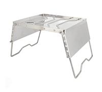 lyrlody Folding Campfire Grill Grate, Stove Stand Rack Stainless Steel Silver Foldable Multifunctional Portable Picnic Pot Bracket Camping Accessory for Outdoor Picnic 26x24cm