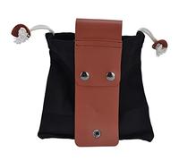 lyrlody Foraging Pouch, Canvas PU Leather Fruit Picking Bag 21 X 22.5 Cm Foldable Waist Hanging Storage with Belt Loop Metal Clasps for Camping Hiking Mushroom (Black)