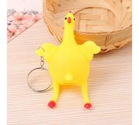 lyrlody Funny Chicken Squeeze Toy Keychain Cute Cartoon Chicken Stress Relief Toy with Egg Surprise for Kids Birthday Soft Rubber 3.5in