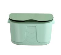 lyrlody Hanging Trash Can, Wall Mounted Waste Bin Plastic Collapsible Design with Cover Cap and Flip Lid, Space Saving Folding Garbage Bin for Kitchen Bathroom Cabinet Door (Light Green)