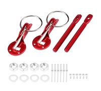 lyrlody Hood Pin Lock Kit, Universal Bonnet Pins Stainless Steel Aluminum Alloy Red Pin Lock Latch Bonnet for Racing Sport Car Hood (Red)