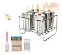 lyrlody Ice Cream Moulds, 6Pack Ice Lolly Mold Stainless Steel Popsicle Mold Lolly Maker Set Freezer Ice Cream Mould with Stainless Steel Stick Holder