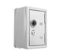 lyrlody Kids Mini Key Money Box, Safe Cash Box with Metal Construction Coin Slot and Simulation Code Wheel for Children Savings Storage, 18x12x10cm (White)