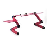 lyrlody Laptop Stand Adjustable Laptop Desk Aluminum Alloy Foldable Table with 360 Degree Rotating Legs Dual Cooling Fans Mouse Tray for Home Office Bed Sofa Study (Rose Red)