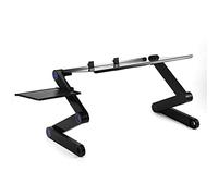 lyrlody Laptop Stand Adjustable Laptop Desk Aluminum Alloy Foldable Table with 360 Degree Rotating Legs Dual Cooling Fans Mouse Tray for Home Office Bed Sofa Study (Black)