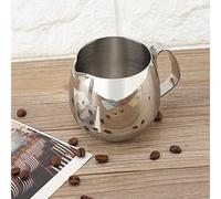 lyrlody Milk Frothing Pitcher, 600ml Stainless Steel, Versatile Use, Anti Slip Handle, Smooth Pouring, Coffee Measuring Cup, Steaming Pitcher, Safe and Comfortable, for Milk and Coffee (300ml)