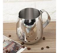 lyrlody Milk Frothing Pitcher, 600ml Stainless Steel, Versatile Use, Anti Slip Handle, Smooth Pouring, Coffee Measuring Cup, Steaming Pitcher, Safe and Comfortable, for Milk and Coffee (600ml)