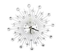 lyrlody Modern 3D DIY Wall Clock, Non-Ticking, Handcrafted Diamond Beaded Crystal Jeweled Sunburst, Silver, 30x30cm