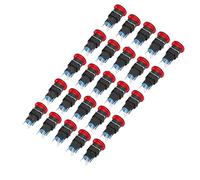 lyrlody Mushroom Head Button Switch, Red Mushroom Head Push Button Switch 16mm IP65 Silver Contact Self Reset 1NO 1NC for Machine Tools Textile Equipment Control Panels (AC/DC24V)