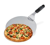 lyrlody Pizza Peel, 10 inch Round Stainless Steel Pizza Paddle with Non Slip 18cm Handle, Cake Baking Shovel Transfer Tray for Restaurant Home Kitchen