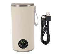 lyrlody Portable Milk Warmer and Mixer 400ml Stainless Steel USB Heating Cordless Fast Heating to 55℃ Auto Shut Off with BPA Free ABS for Baby Bottle Milk Coffee Frother Travel