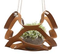 lyrlody PU Leather Plant Hanger, Space-Saving Hanging Planter for Indoor Outdoor Decor with Durable Cotton Rope and Neutral Color - Perfect for Succulents in Your Living Room or Kitchen (Large Brown)