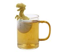 lyrlody Silicone Tea Strainer Dinosaur Tea Infuser Funny Dinosaur Strainer for Loose with High Temperature Up to 250℃ Suitable for Home Office Travel Dishwasher (Yellow)