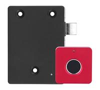 lyrlody Smart Fingerprint Lock Aluminum Alloy Cabinet Lock 20 Fingerprints 0.5 Second Unlock USB Emergency Power for Drawer Cabinet Office Home Use (Square Aluminum Alloy Panel red)